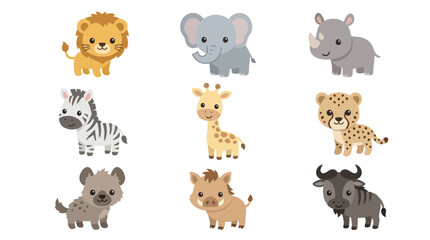 Cute cartoon safari animals collection © Hypequadrat