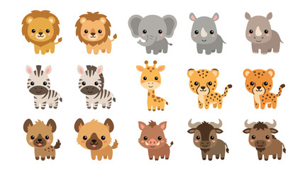 Cute cartoon safari animals collection © Hypequadrat