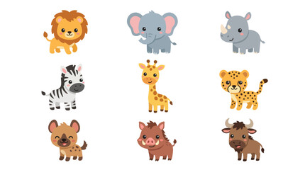 Cute cartoon safari animals collection © Hypequadrat