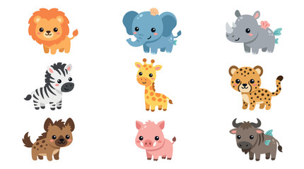 Cute cartoon safari animals collection © Grace
