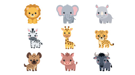 Cute cartoon safari animals collection © Grace