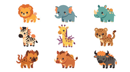 Cute cartoon safari animals collection © Hypequadrat