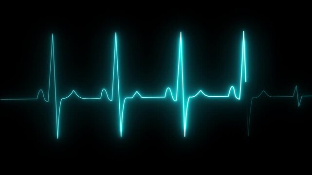 neon ECG heartbeat line on black background