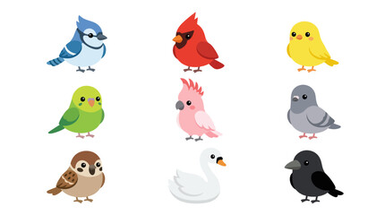 Diverse collection of cartoon birds © Kastara