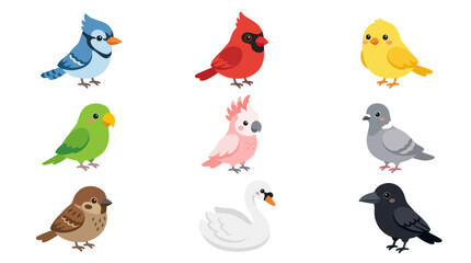 Diverse collection of cartoon birds © Kastara
