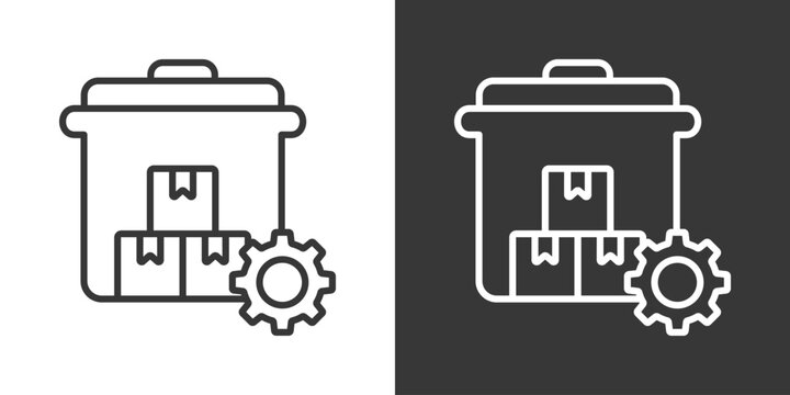 Batch Processing Icon Set Vector Collection Isolated In Black And White