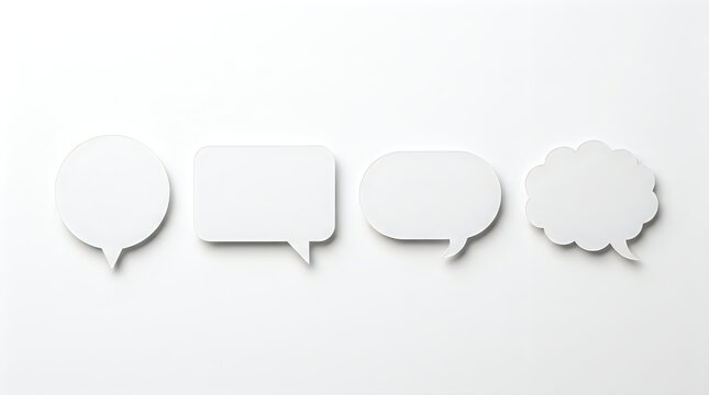 Set of four different speech bubbles on white background with dialogue communication thinking elements