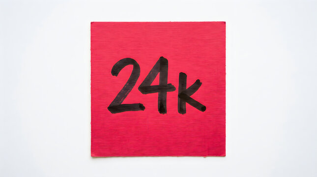 24k gold mark hand written on red textured paper surface with handwritten precious investment financial