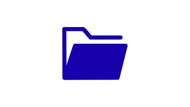 Minimalist flat vector illustration of an open dark blue file folder icon