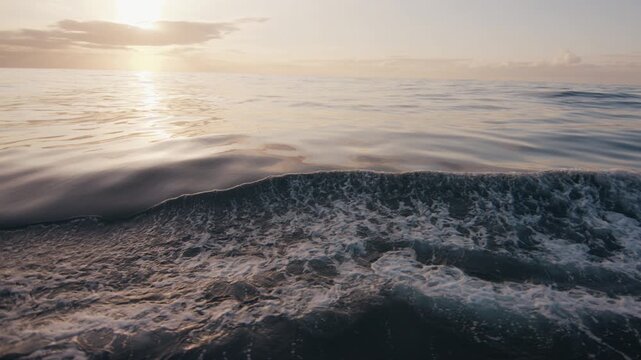 Expeditional sailing vessel moves in the open ocean