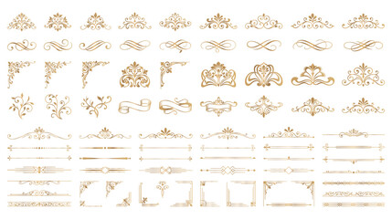 Gold filigree corners and luxury flourishes collection. © Amir