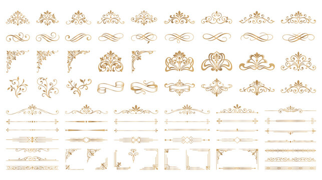 Gold filigree corners and luxury flourishes collection.