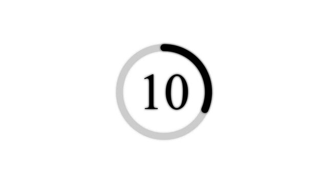 Black circular progress bar with the number twelve centered inside against a solid white background for digital interface loading animation sequences