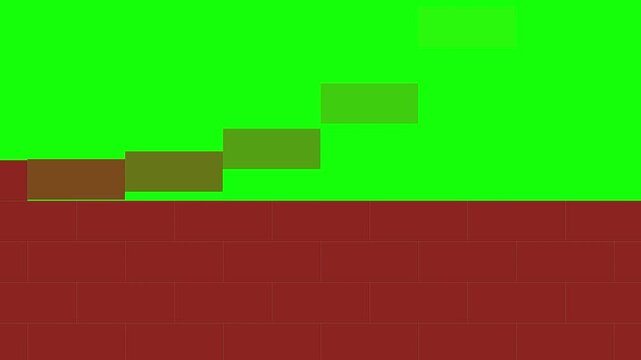 4K Seamless Red Brick Wall Construction Animation Green Screen Loop