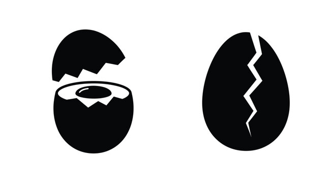 Cracked egg silhouettes on a white background simple graphic design