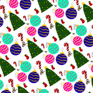 seamless Christmas pattern with ball ornaments 