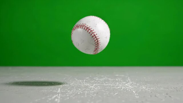 Baseball suspended mid-air, dust cloud rising from the ground, ready for action