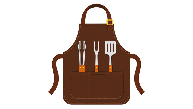 Brown barbecue apron with grilling tools vector illustration