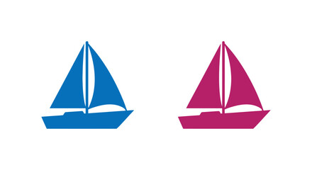 Fototapeta premium Sailboat Silhouettes Two Vessels In Blue And Magenta