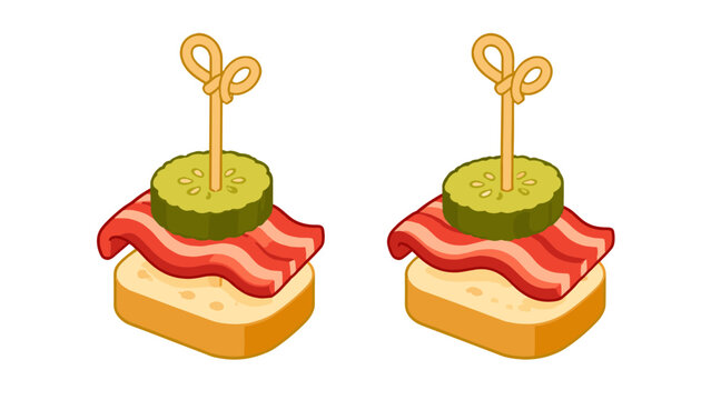 Cartoon bacon cucumber appetizer bites with toothpicks