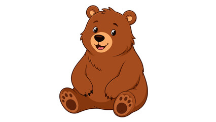Obraz premium Cute brown bear cartoon character sitting on white background