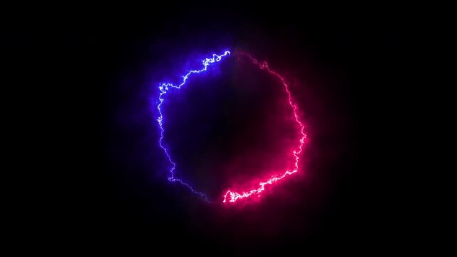 Lightning in the sky. Spectrum looped animation light glowing neon lines.