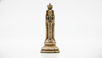 Obraz premium Intricately Carved Chess Piece in Vintage Style Set Against a Plain White Background