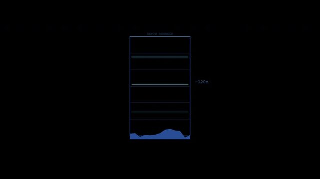 Sonar Depth Sounder Blue Echo Sounder Seabed Profile Descending Pulse Sci-Fi Transparent Overlay Motion Graphic Loop