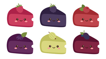 Cute berry cake slices with faces © Lukas