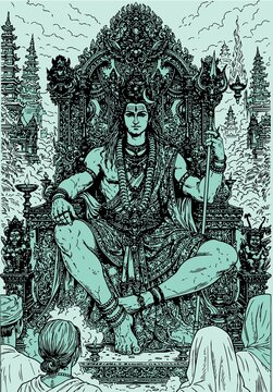 Lord Shiva and Parvati Hindu god Design Element. Sketch or Drawing of Shiva Parvati Outline Editable Vector Illustration