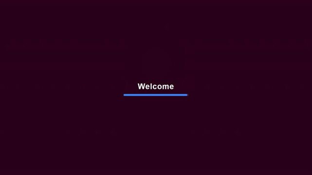 Welcome animation with blue glowing loading bar, modern digital interface element for software
