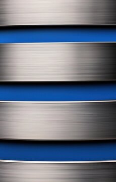 Abstract metal stripes background. Brushed steel texture with blue glowing light.