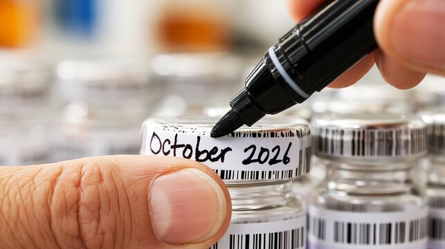 A hand marks a calendar with a black marker, highlighting the month of october 2026, symbolizing future planning and scheduling for business or personal events