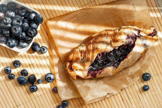 Gluten Free Crispy Rice Paper Pastry with Blueberry Filling