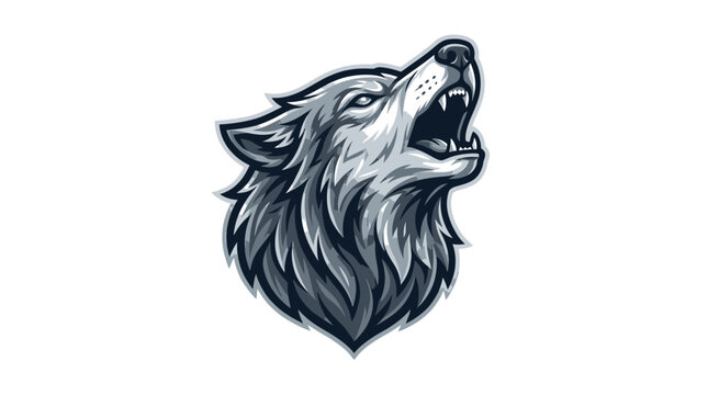 Howling wolf head vector illustration logo mascot icon isolated on white background