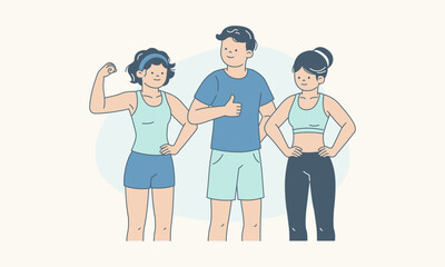 Fototapeta premium Diverse People Standing Confidently and Happy with their Fit Bodies Representing Self Esteem Vector