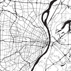 Obraz premium Vector Street Map of St Louis Missouri Black and White Minimalist City Road Map