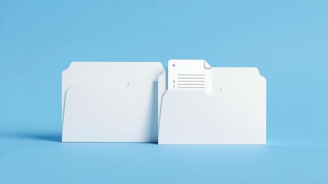 White cubes stacking on minimalist folders with clean studio lighting