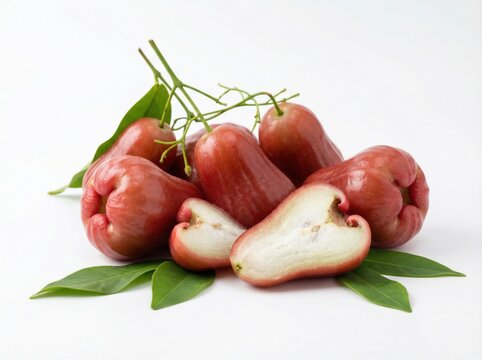 Fresh Rose Apple Chom Chom Fruit Isolated on White Background