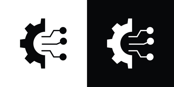 Digital technology gear icon outline logo group
