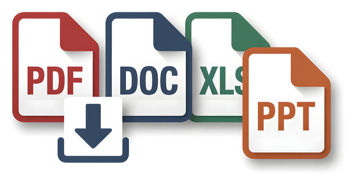 Document file icons set with different formats like pdf doc xls and ppt for digital web.