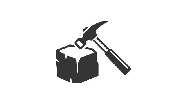 Hammer hitting a block of stone.