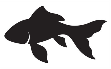 Fish Silhouette with Fins and Tail, Black and White Vector Illustration Featuring Aquatic, Design, Graphic with Symbol and Marine. © Ultimate Art