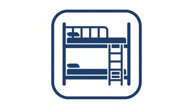 Bunk bed icon presents a mirrored graphical representation of a stacked sleeping unit for interior design projects.