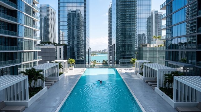 Luxury Urban Swimming Pool Overlooking Turquoise Ocean