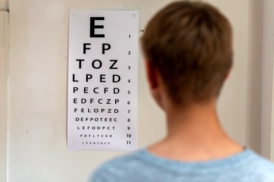 Eye chart vision test exam.