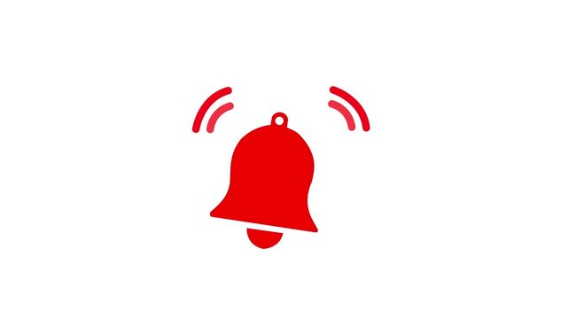 Animated ringing bell icon on transparent background with alpha channel. Yellow notification alert symbol, alarm and reminder sign.on alpha transparent background.