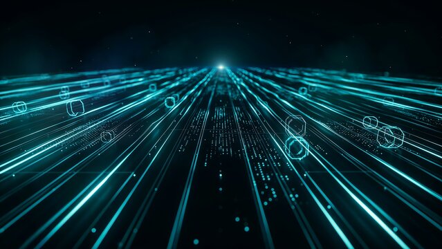 Abstract digital technology background with glowing data streams