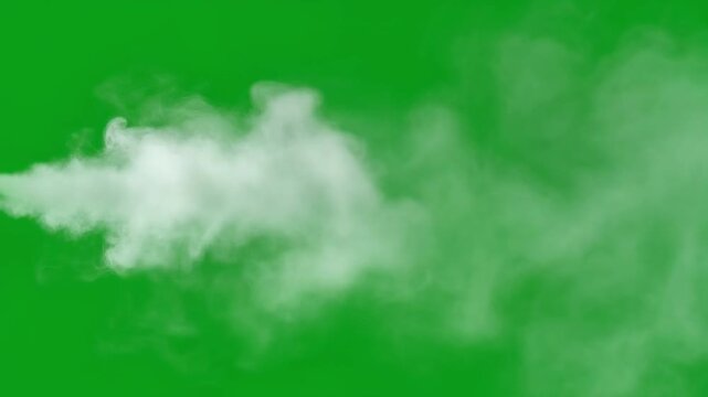 White steam jet against green screen with subtle camera movement for dynamic visual effects