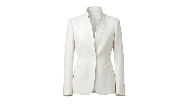 Elegant White Blazer With Studded Lapel And Button Front